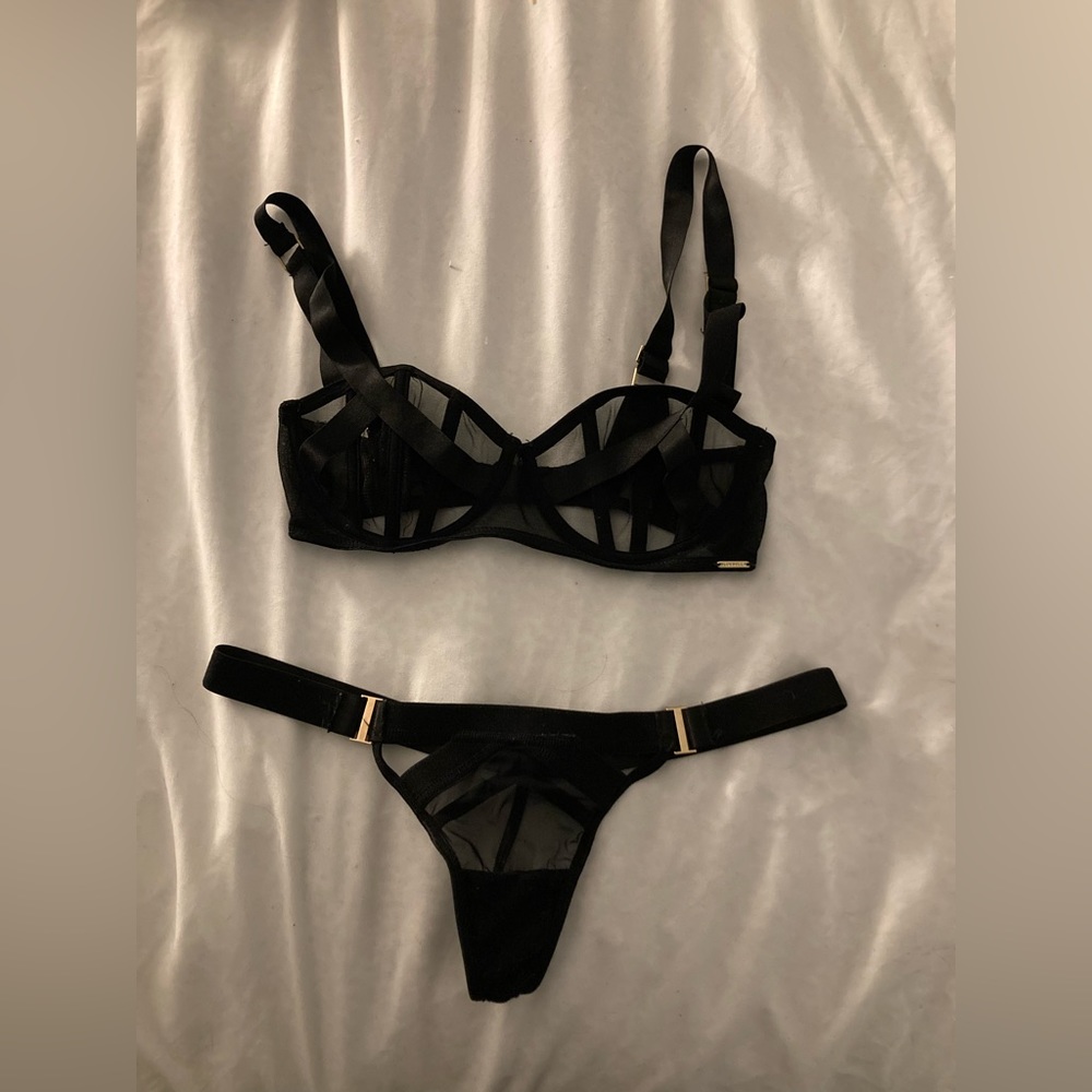 Bluebella Karelian Bra in Black with Matching Thong